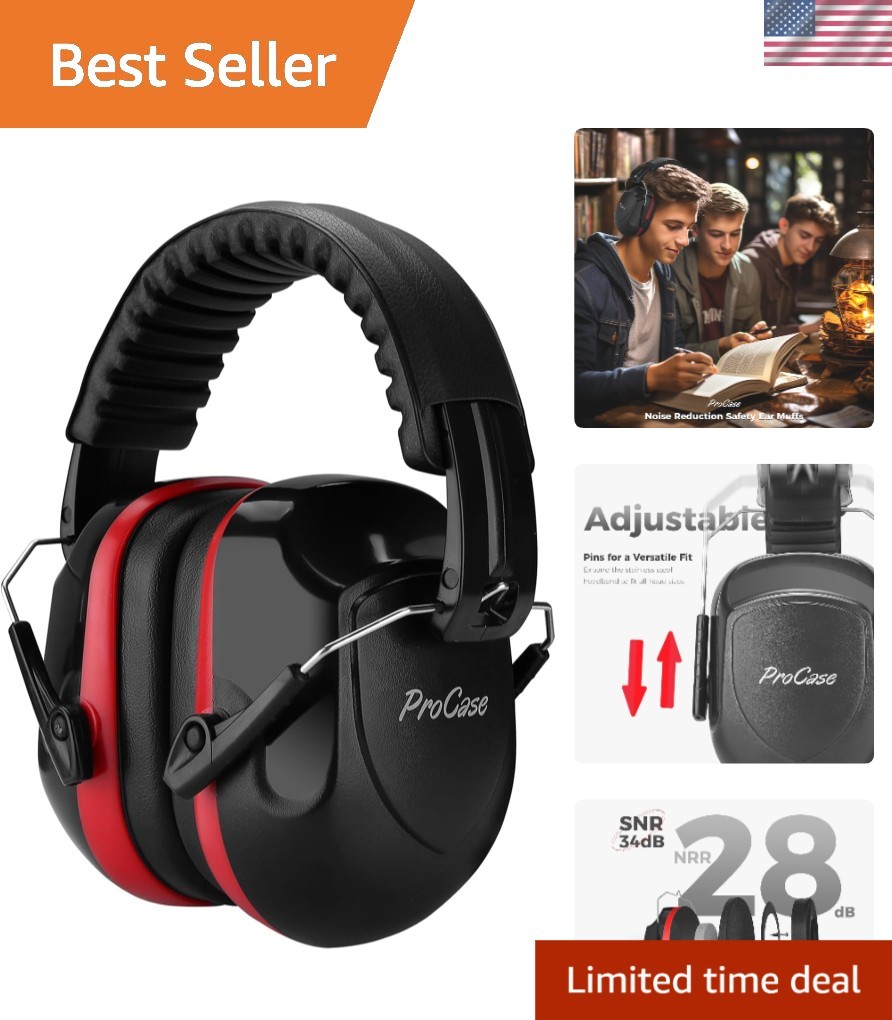 Professional NRR 28dB Ear Protection - Adjustable Noise Cancelling Muffs for All
