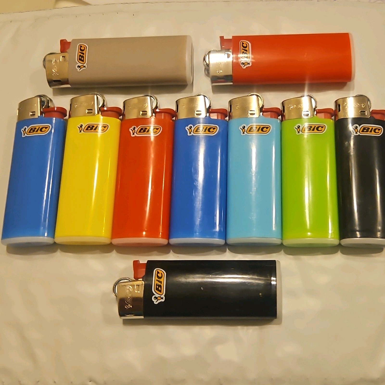 BIC MINI Multicolor Set of 10 Disposable Flame Lighters Butane Soft Flame