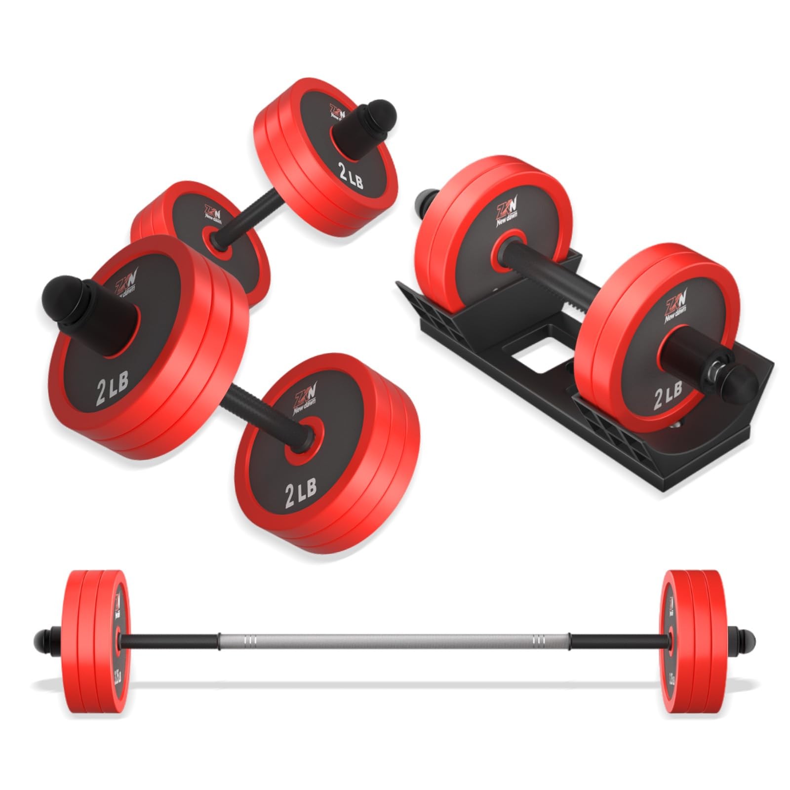 Adjustable Dumbbell Set,20 lbs Free weight set with Carbon Steel,rack,Barbell...