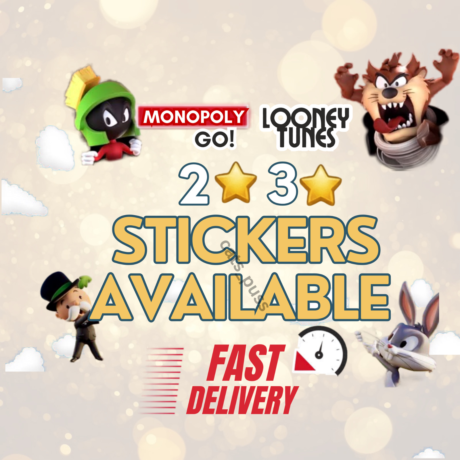 MONOPOLY GO Stickers LOONEY TUNES  Album 🔥SUPER FAST DELIVERY ✅ ALWAYS ONLINE✅