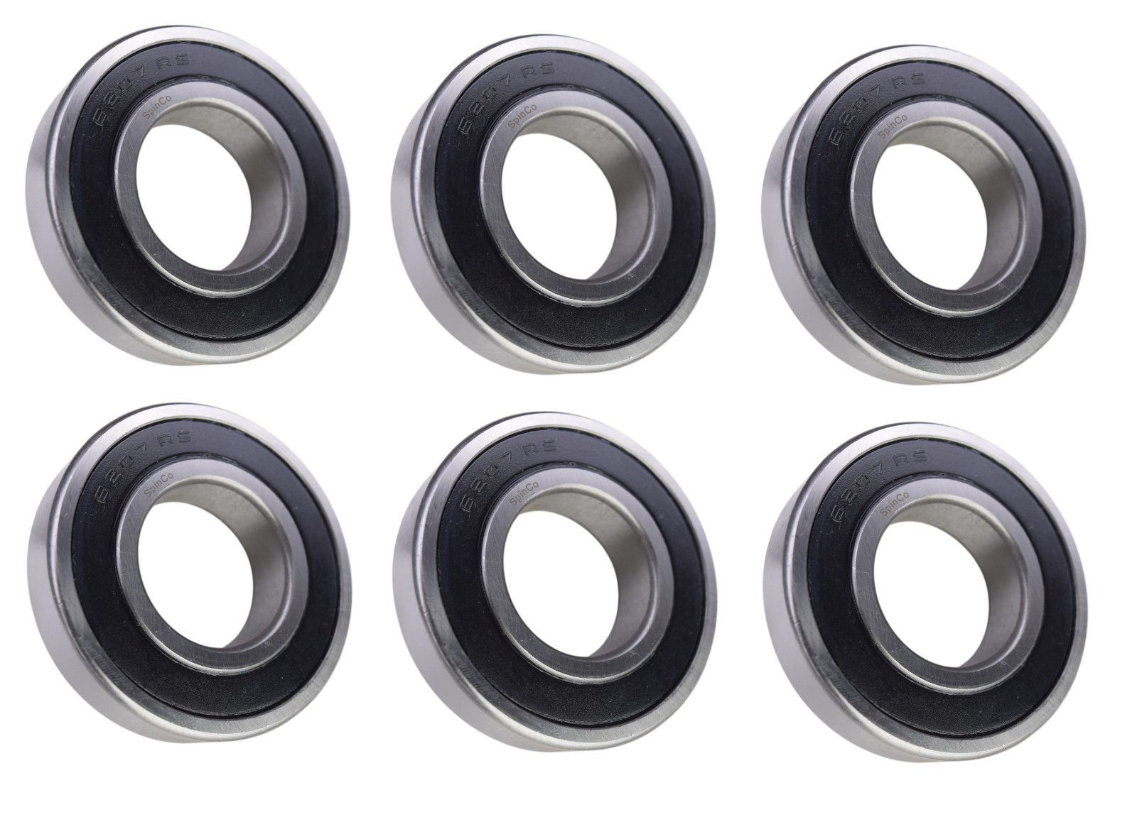 (6 Each) 6207-2RS, 6207LLU, 207PP Sealed Radial Ball Bearing 35X72X17 SpinCo
