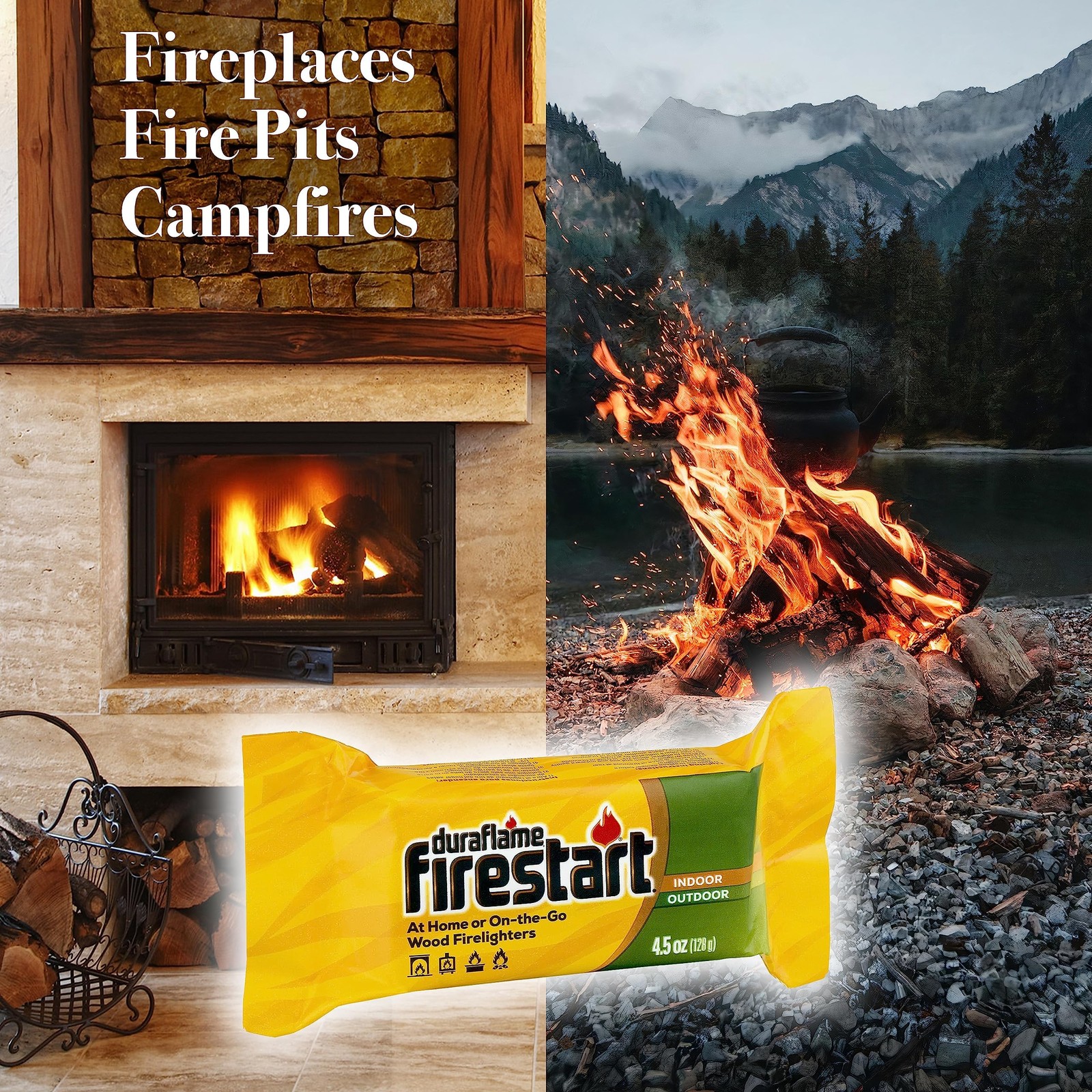 Fire Starter Logs for BBQ, Fireplace, Fire Pit & Campfires - 24 Pack