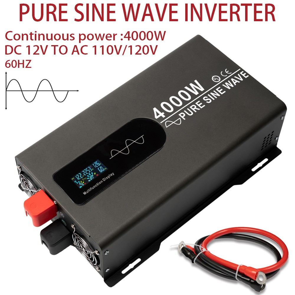 DC 12V To AC 110V 120V 4000W 8000W  Pure Sine Wave Power Inverter Converter LCD