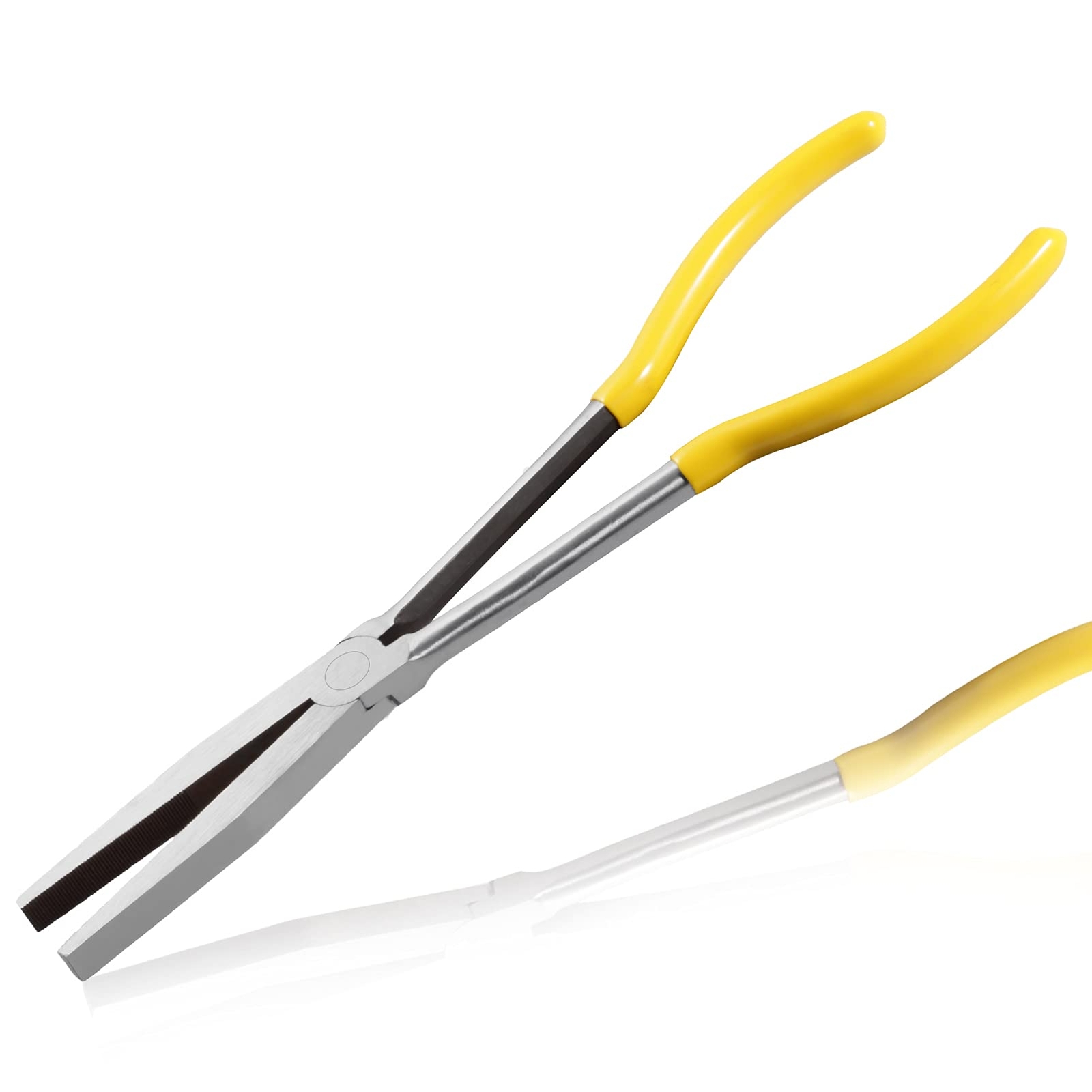 Long Reach Flat Nose Pliers 11inch Duck Billed Pliers With Serrated Jaws For Aut