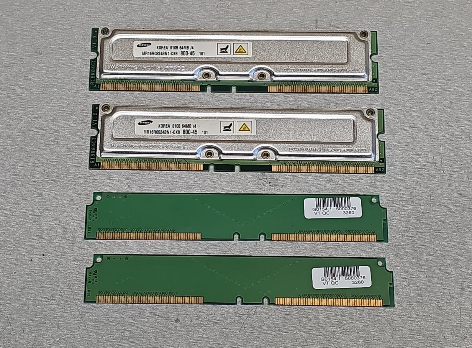 Lot of 2 Samsung MR16R0824BN1-CK8 512MB DDR2-800 ECC FB-DIMM RAM + 2 Blanks