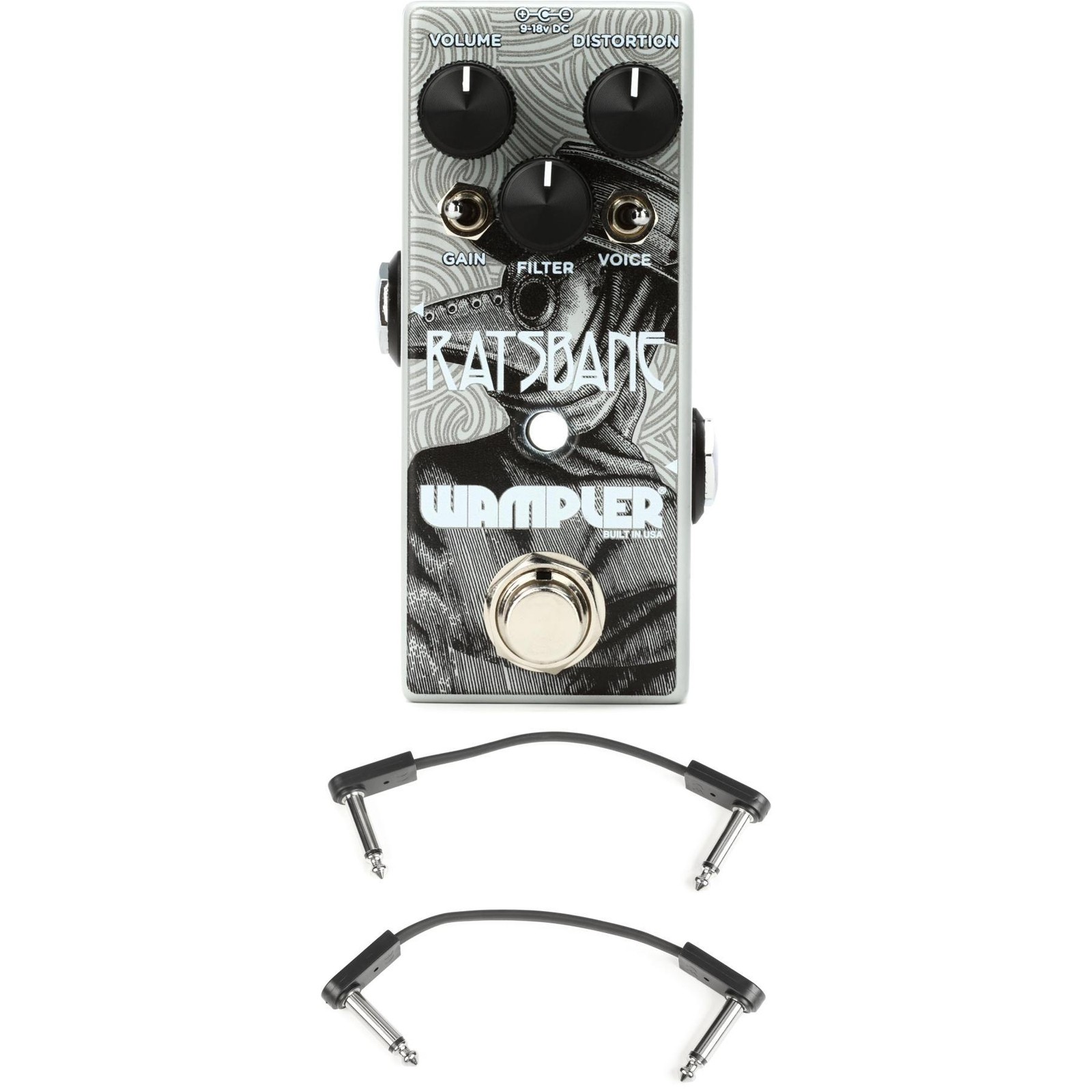 Wampler Ratsbane Distortion Pedal with EBS Patch Cables