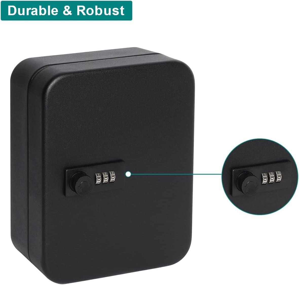 Key Box with Combination Lock Wall Mount Secure Key Organizer 20 Hooks