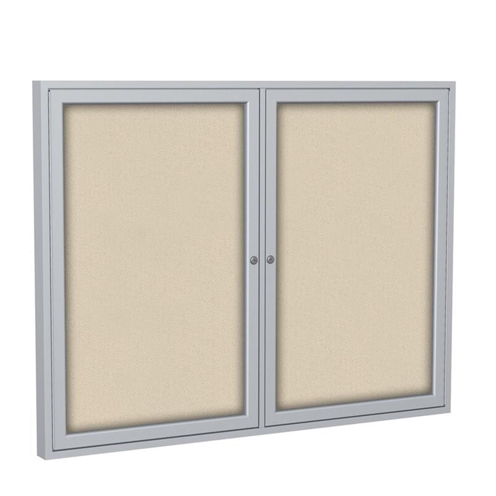 Ghent's Fabric 36" x 60" 2 Door Enclosed Bulletin Board in Beige