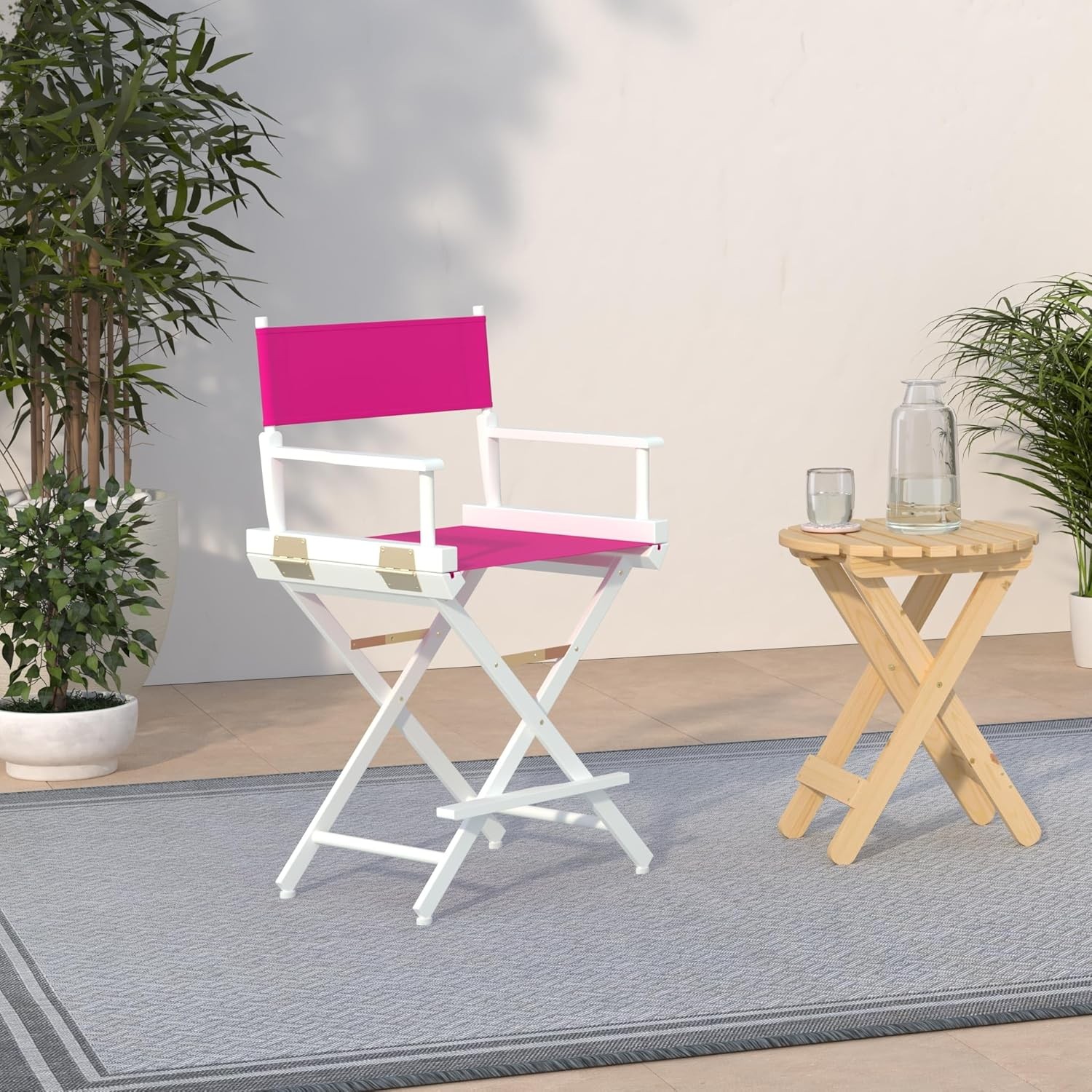 220-01/021-30 Director Chair 24" Counter Height WhiteFrame/Magenta Canvas