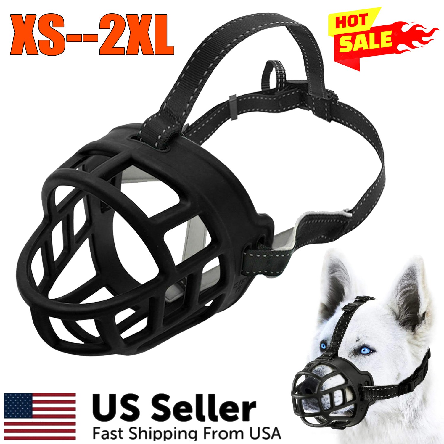 6 Size Dog Training Muzzle for Large Dogs Prevents Biting Dog Can Breathable USA