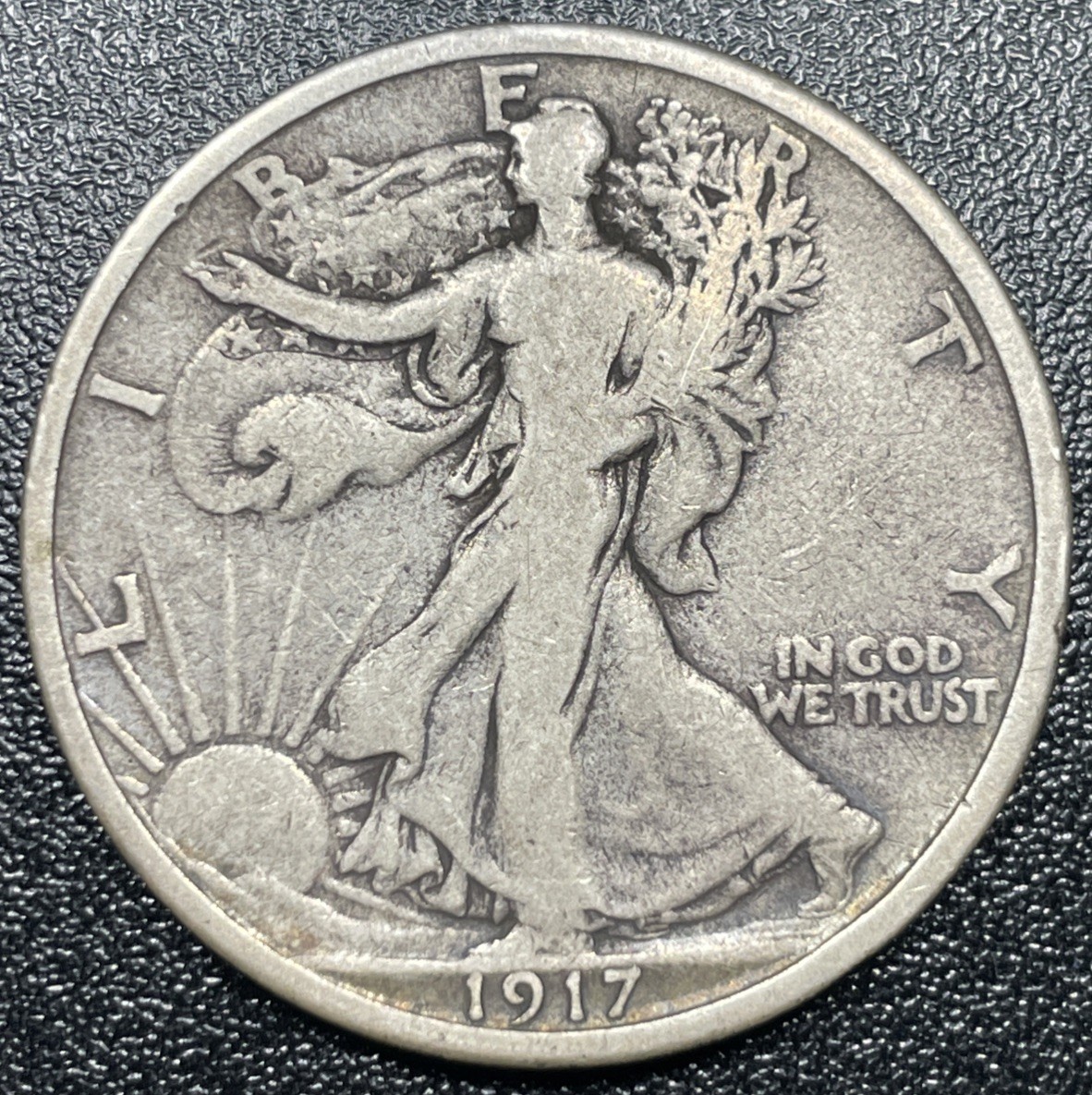 1917-D Reverse Mint Mark Walking Liberty Half Dollar 50c Choice Fine