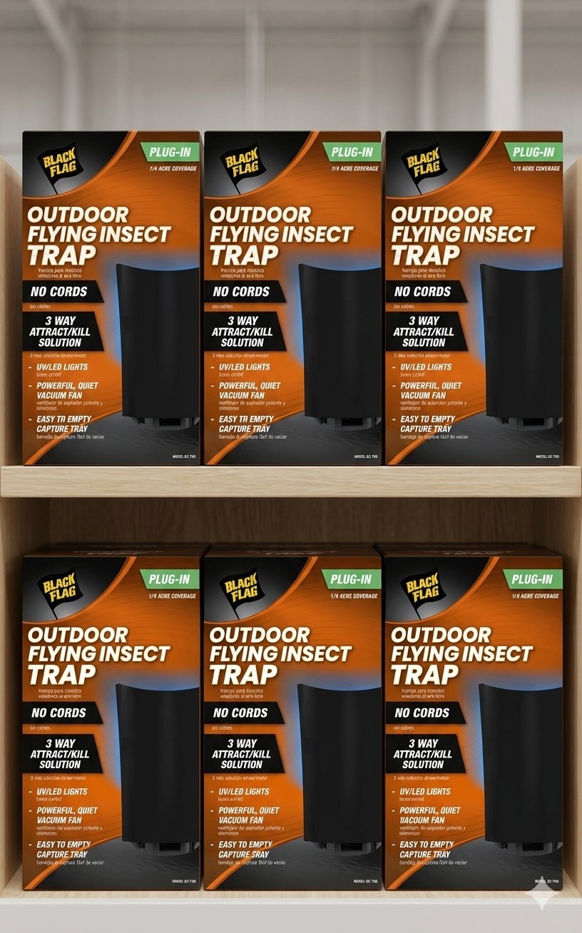 Lot Of (6) Black Flag Plug-In Outdoor Flying Insect Trap BZ-700 Bug UV vacuum