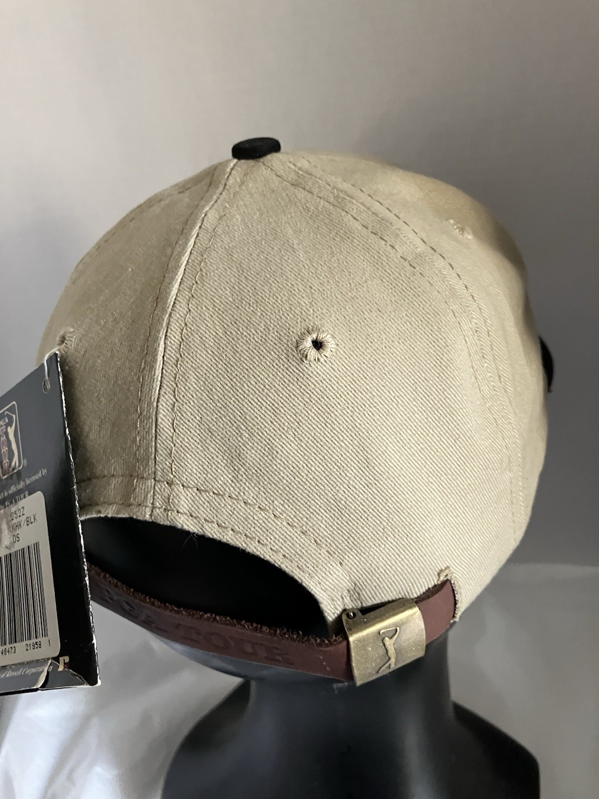 PGA Tour Khaki/Black Adjustable Strap Hat NWT