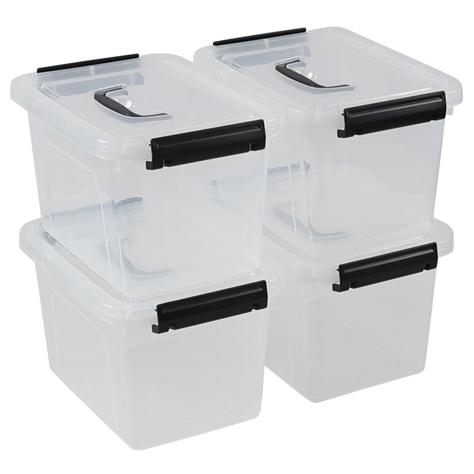 4 PCS 6 Quart Clear Organizer Bin Lid Plastic Latching Storage Box Container
