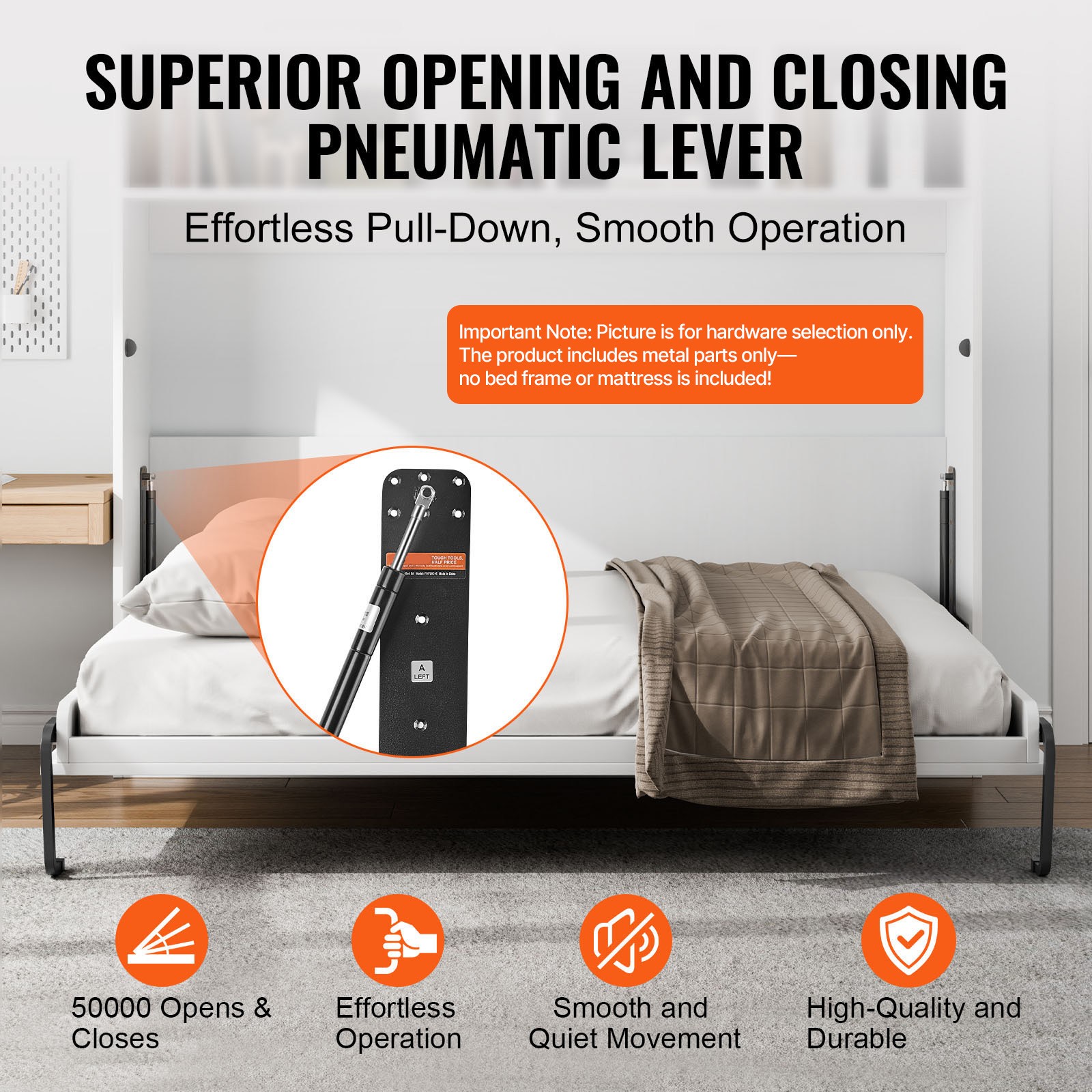 Uimoso Queen Size Vertical DIY Wall Bed Hardware Kit for Folding Murphy Bed
