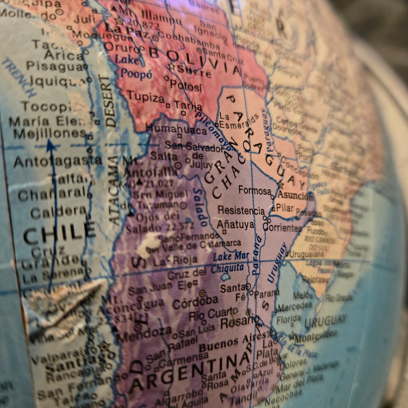 Globemaster Scanglobe Type-Y 12 Inch Diameter Globe World Map Plastic Base & Arm