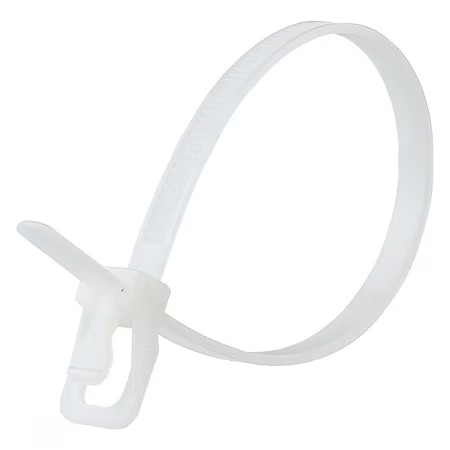 Cable Tie, 6 in L, 1.40 in Max Bundle Dia., Natural, Nylon 6/6, 50 lb Strength,