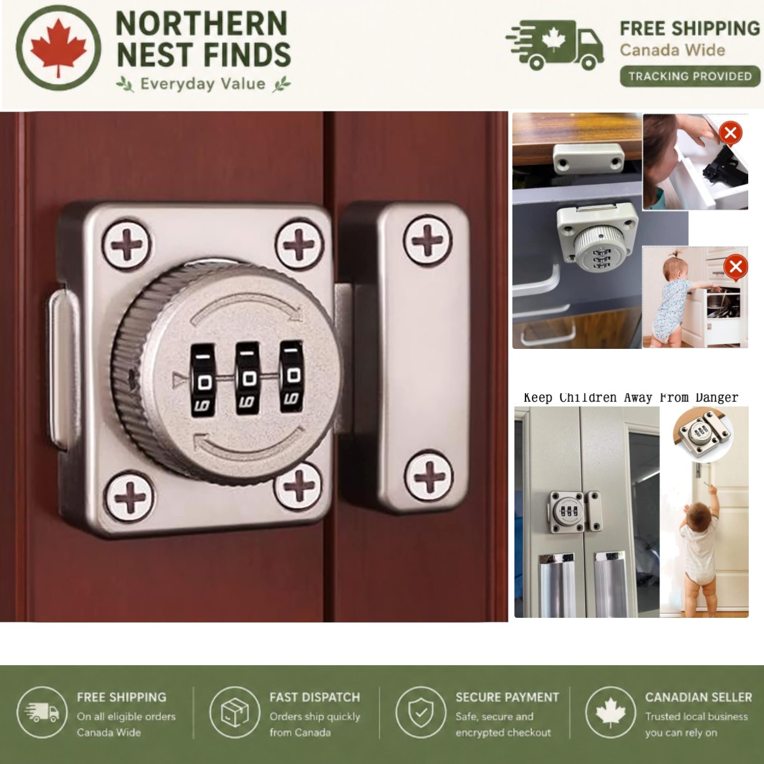 Effortless Keyless Cabinet Lock - Perfect for Wine, Chemical, and File Storage