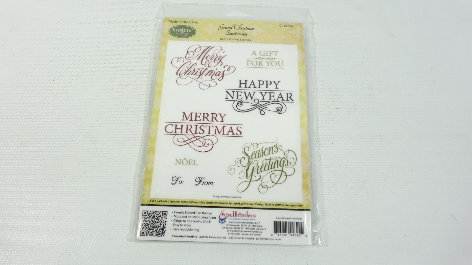Just Rite Spellbinders Rubber Stamps Grand Christmas Sentiments CL-04690