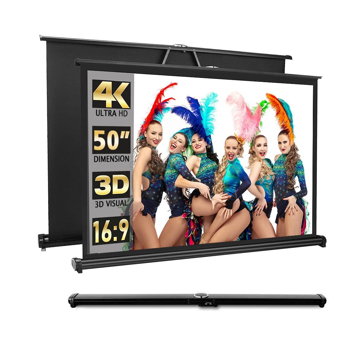 New Portable Mobile 50 Inch Projector Screen Pull Down, 16:9 Projector Screen...