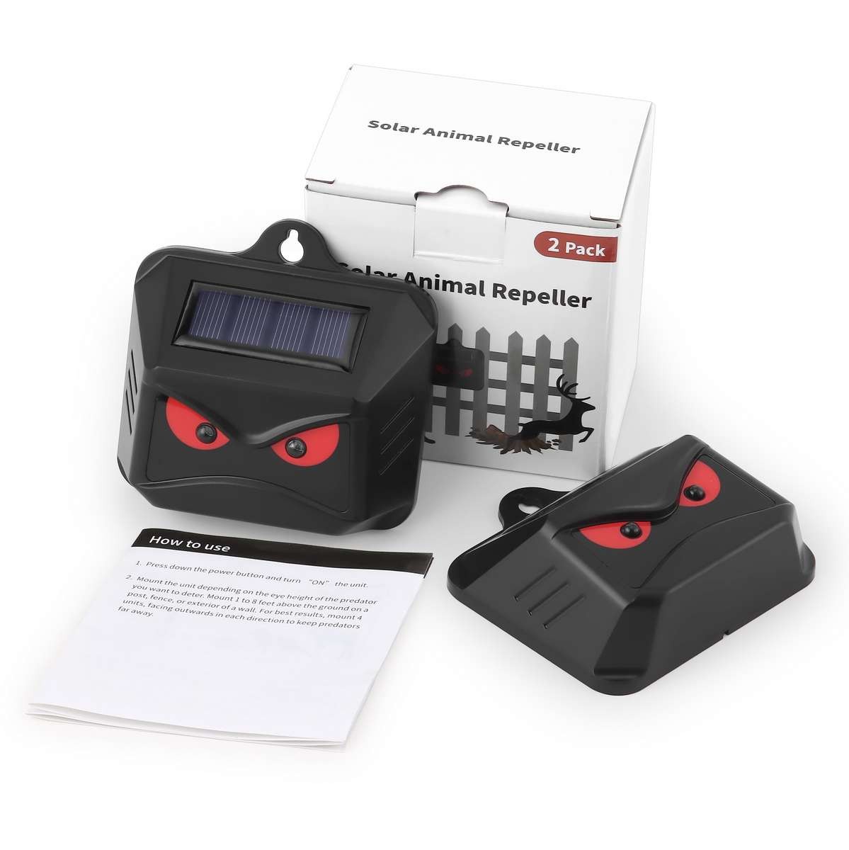 Solar Flashing Light Ultrasonic Animal Repellent Skunk Deer Raccoon For Garden