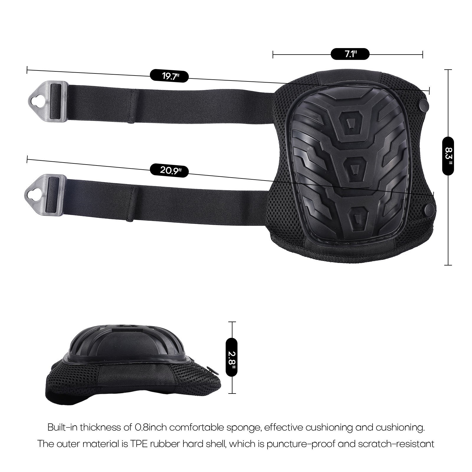 1 Pair Hard Shell Knee Pads with Thick Foam Padding for Construction Floor Work