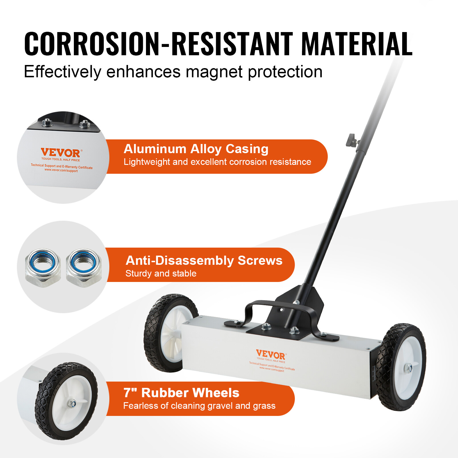 18" Magnetic Sweeper with Wheels 45lbs Rolling Sweeper Lawn Yard Grass