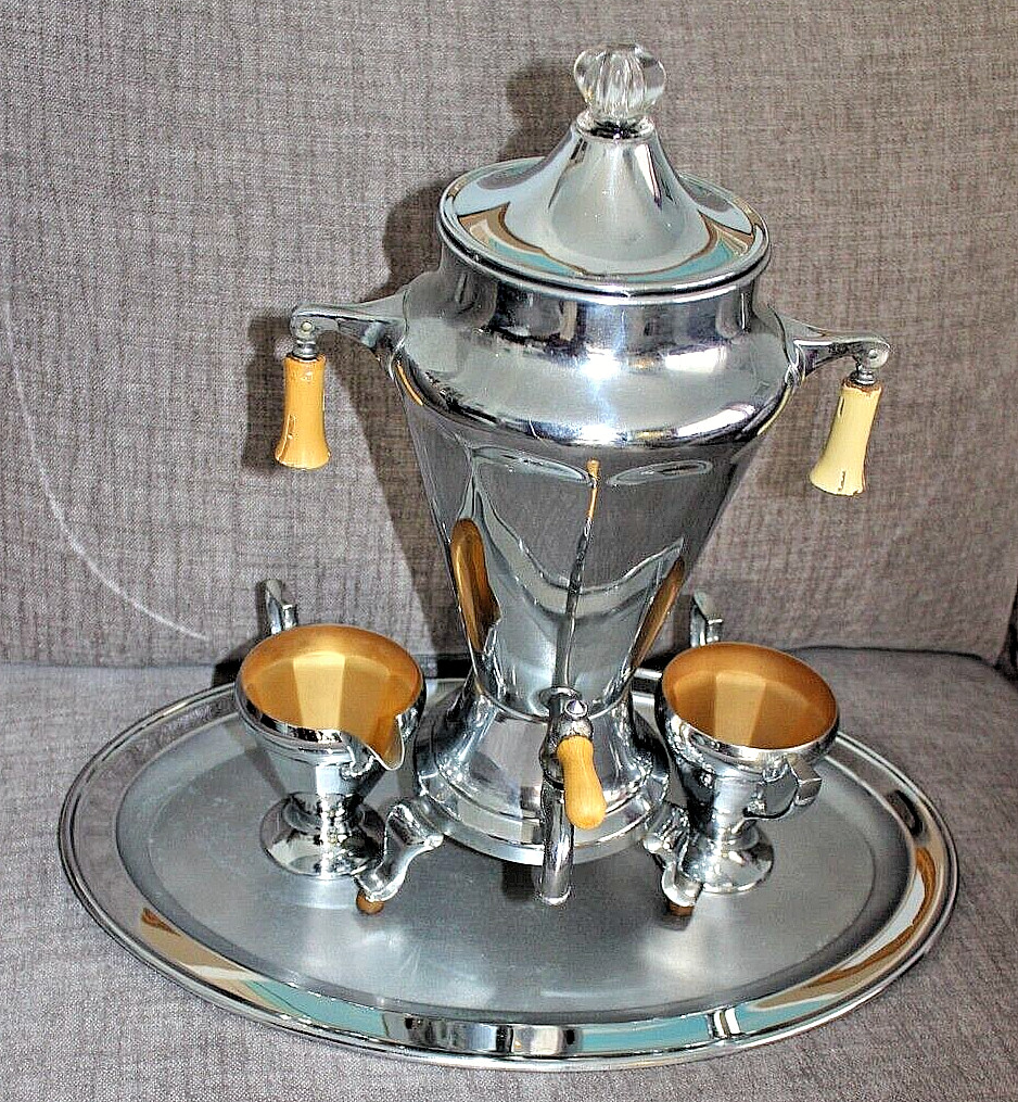 Art Deco Percolator Coffee Pot. S/C & Tray Manning Bowman & Co.  WORKING