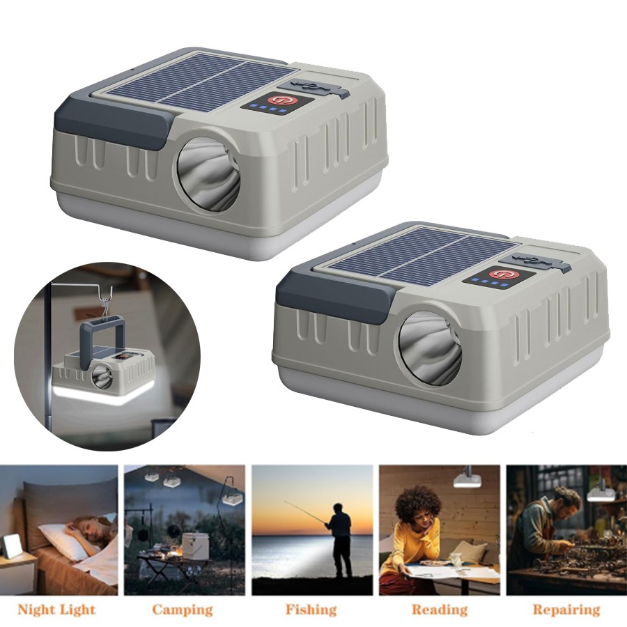 Rechargeable LED Outdoor Camping Lamp Tent Light Solar Lantern Hiking Waterproof