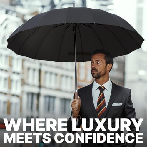 Windproof Large Umbrella for Rain 54 Inch Automatic Open for 2 Persons Wind Resi