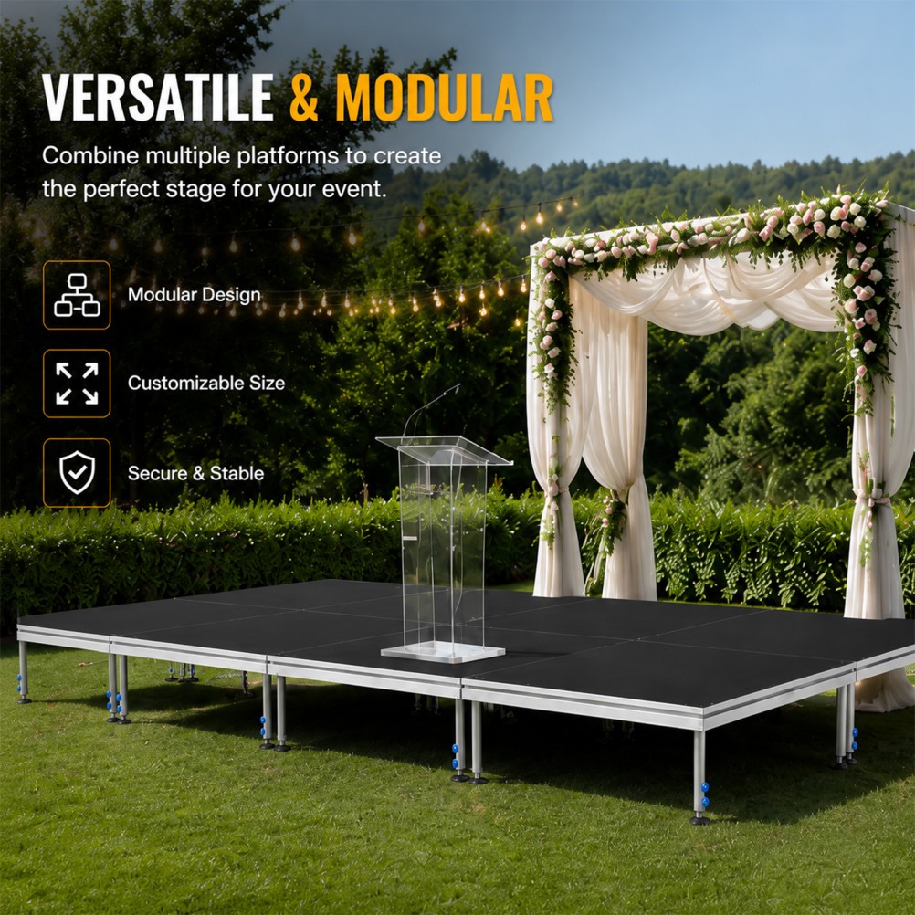 4x4ft/16x20ft Portable Stage Platform - Folding Aluminum Height 24" -41" USA