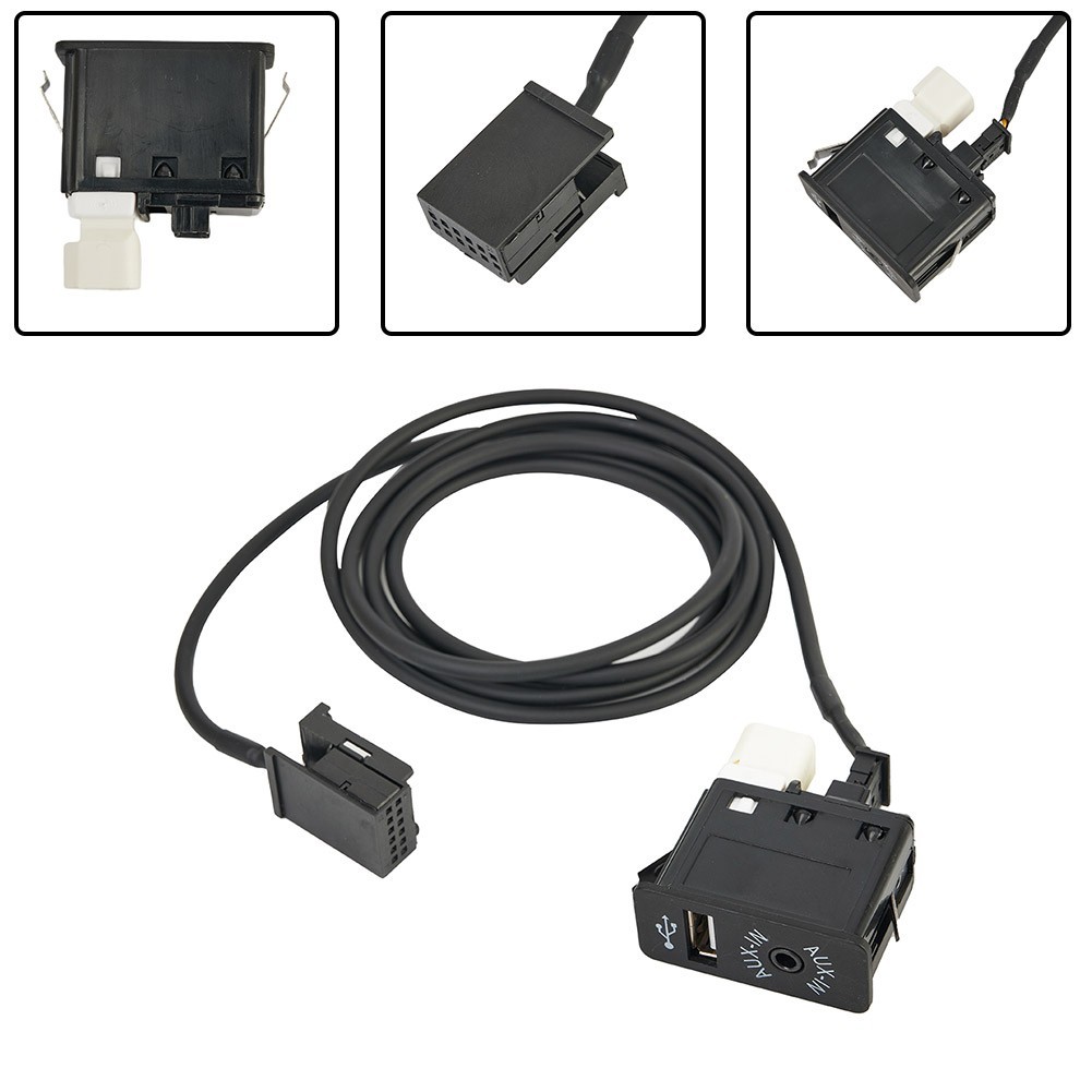 AUX USB Interface Panel Cable Adapter And Socket USB2.0 Black Cable For