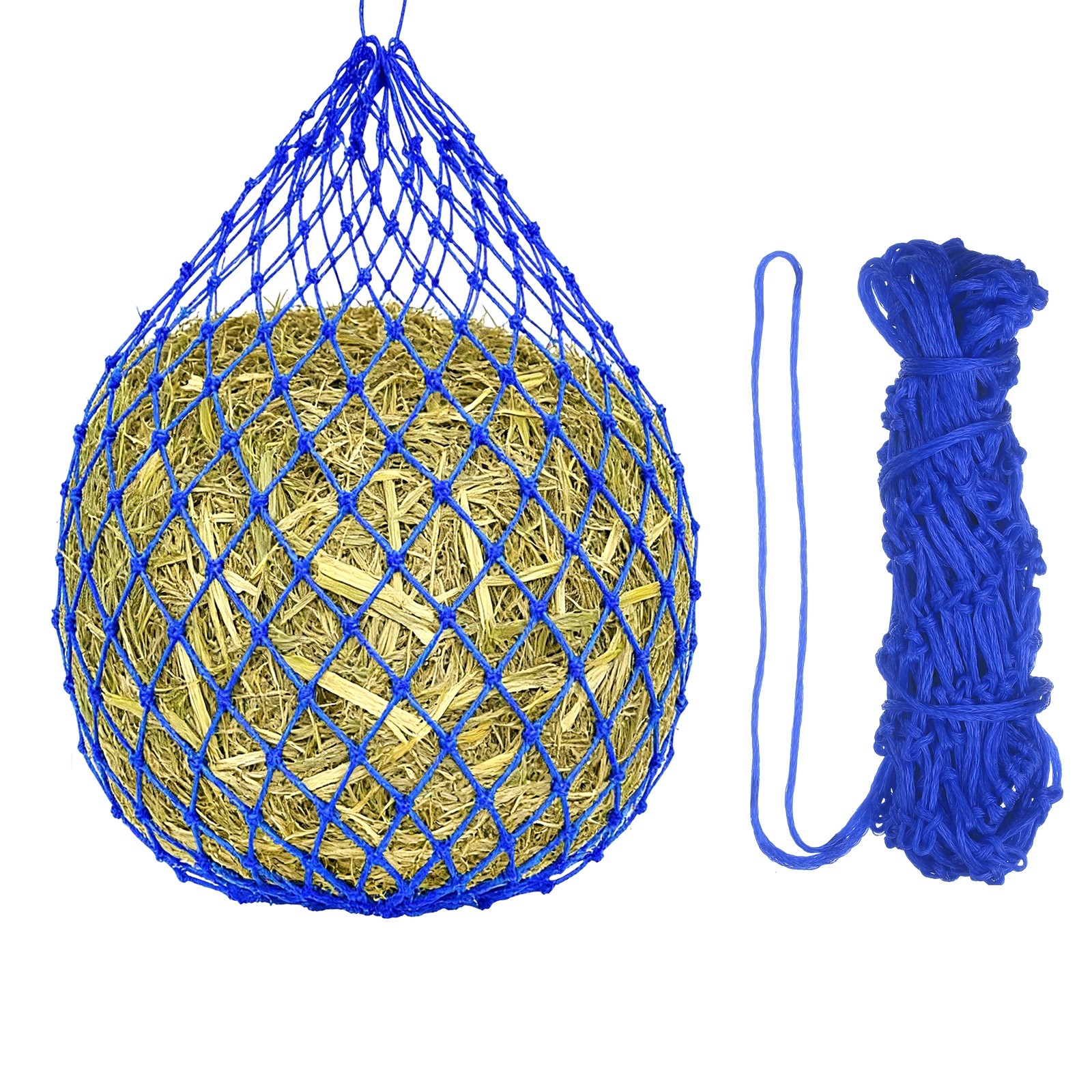Slow Feeder Hay Net 40" L 2" Holes Strong Load-Bearing Blue