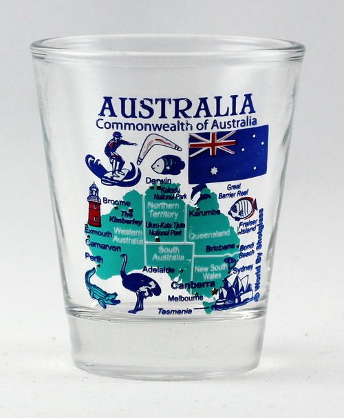 AUSTRALIA LANDMARKS AND ICONS COLLAGE SHOT GLASS SHOTGLASS