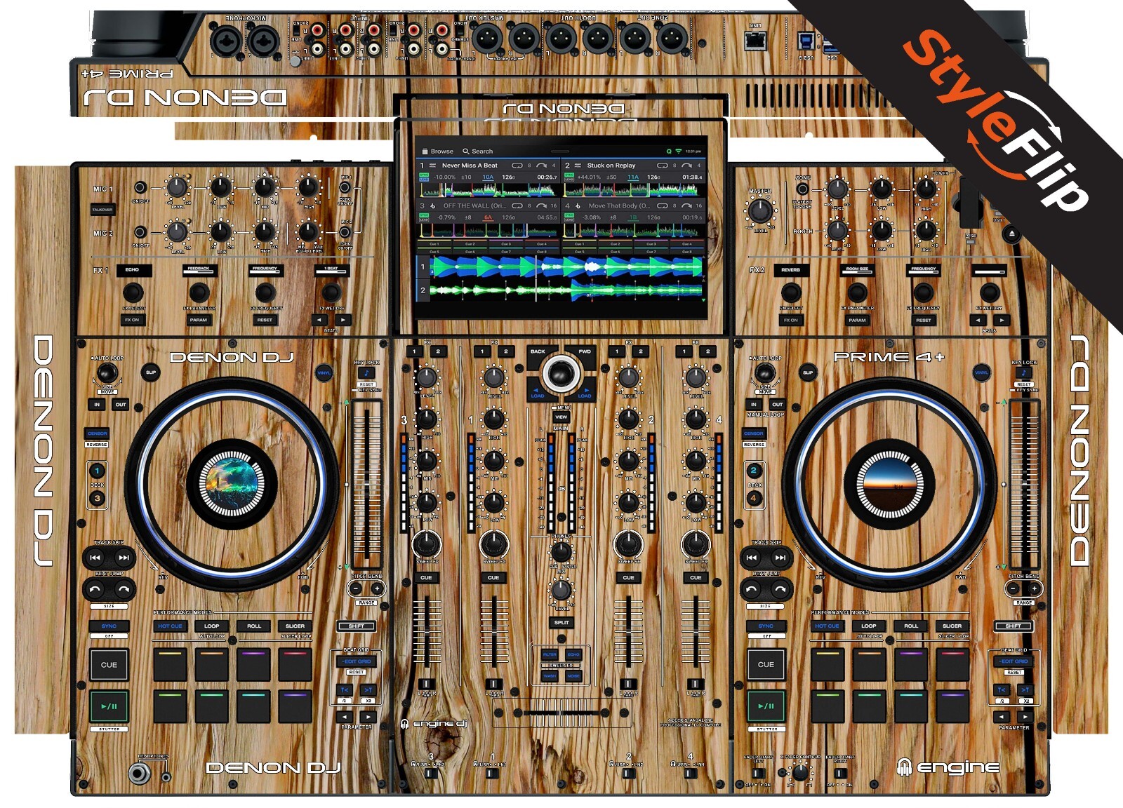Denon Prime 4+ Skin | Wood #4 | Protective Decal | StyleFlip Skins