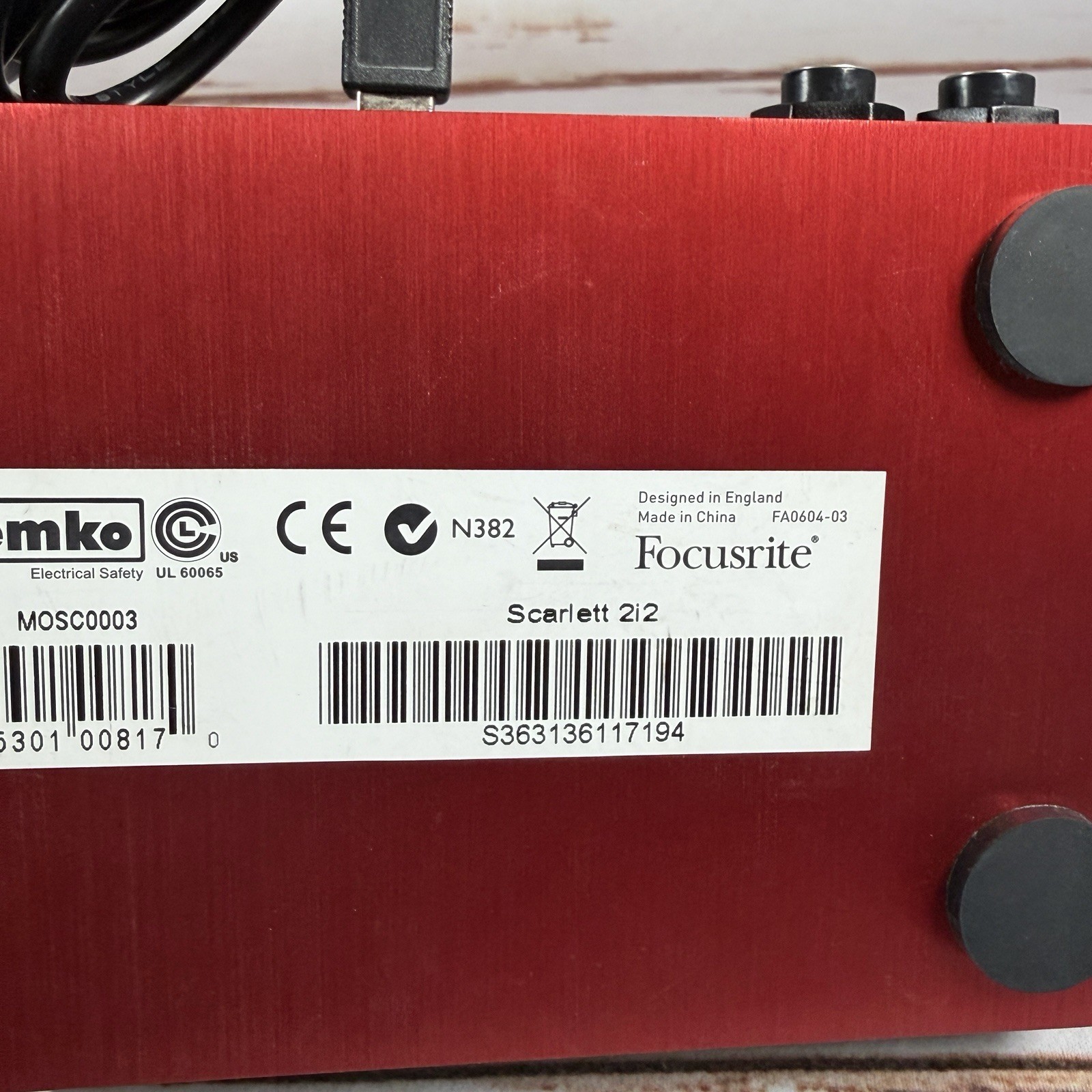 Focusrite Scarlett 2i2 1st Gen USB Audio Interface - No Cable