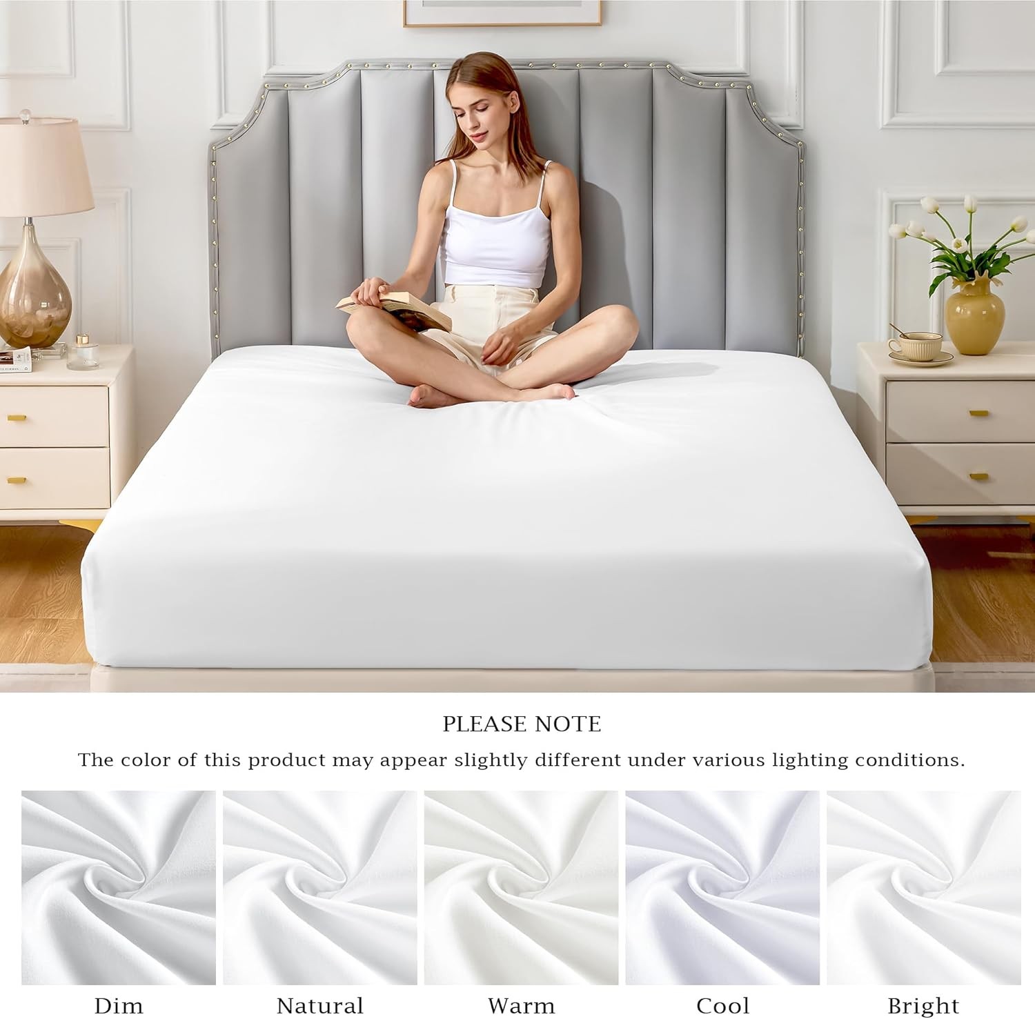 Pure Cotton Fitted Sheets King Size, 300 Thread Count Percale