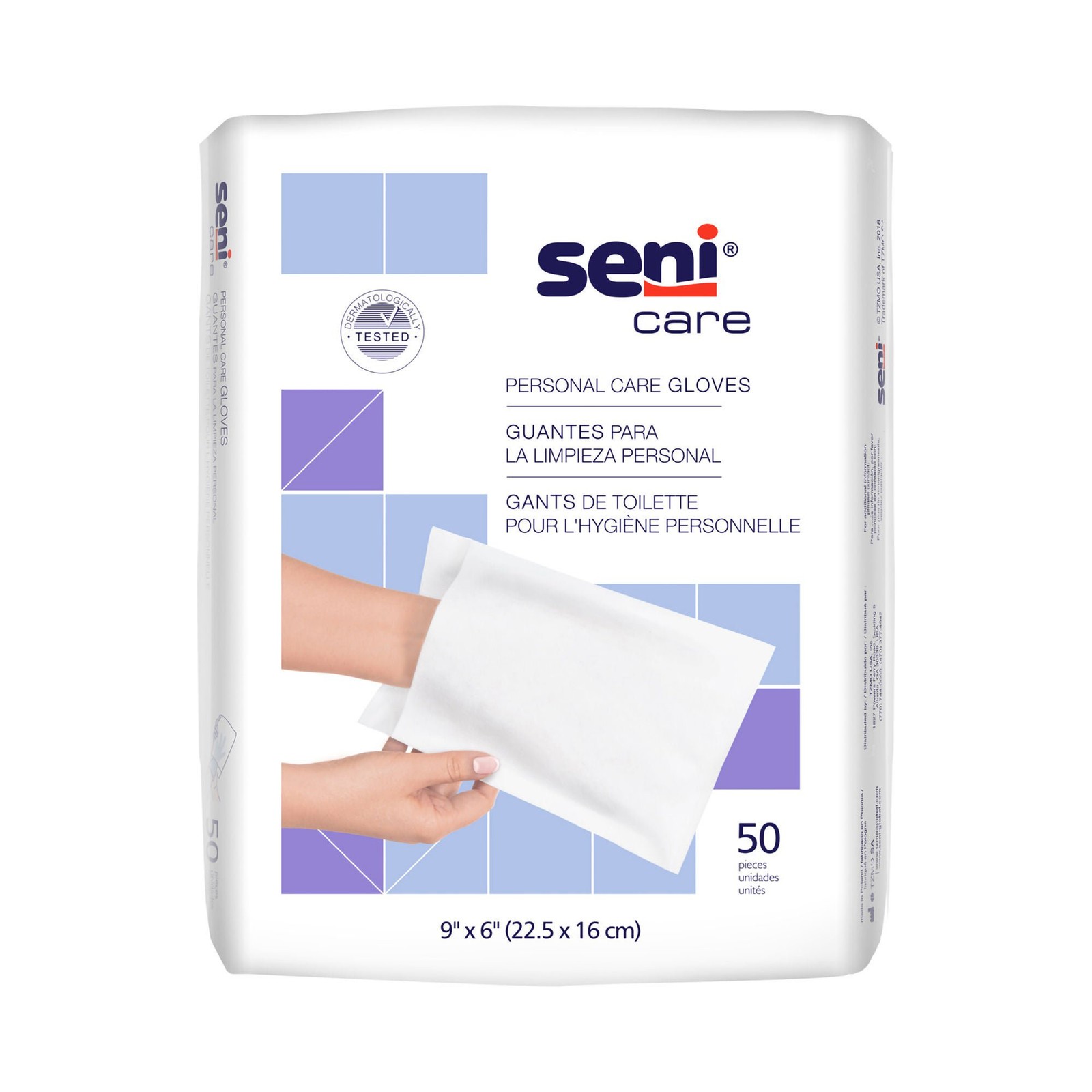 Seni Care Wash Mitt 6 x 9" S-NG50-C41 1 Pack 50 Wipes