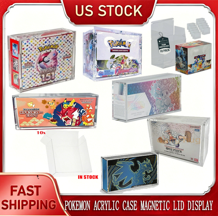 POKEMON ACRYLIC CASE MAGNETIC LID DISPLAY FOR ETB PKC UPC SPC BOOSTER BOX
