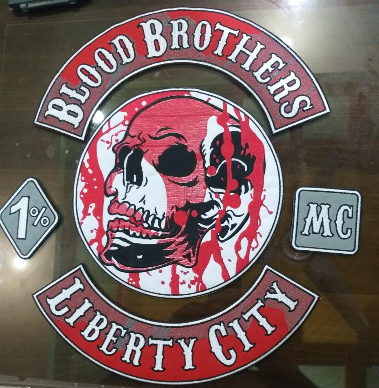 Liberty City Blood Brothers Motorcycle Club Patches - Large Skull Back Patch Set