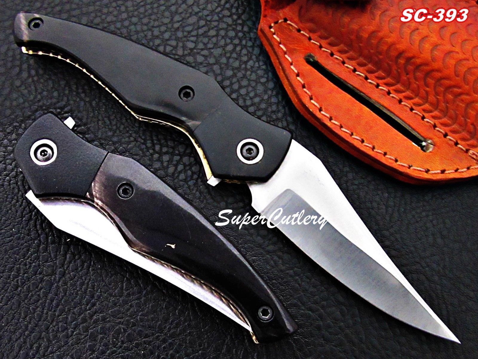 STUNNING CUSTOM HANDMADE D2 STEEL POCKET FOLDING KNIFE SALE BUFFALO HORN HANDLE