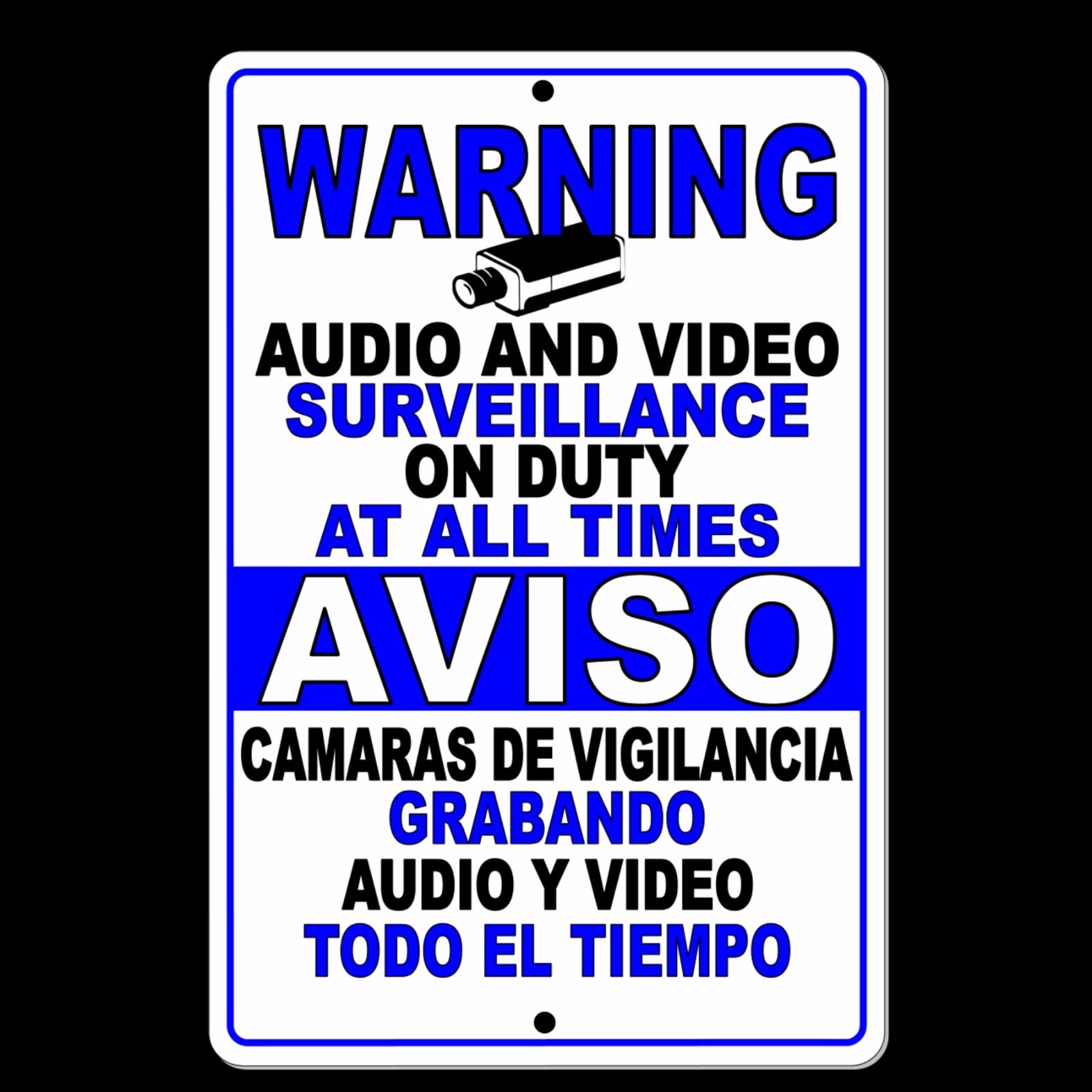 Spanish Surveillance Sign CCTV Warning Security Video Camera English metal SS006