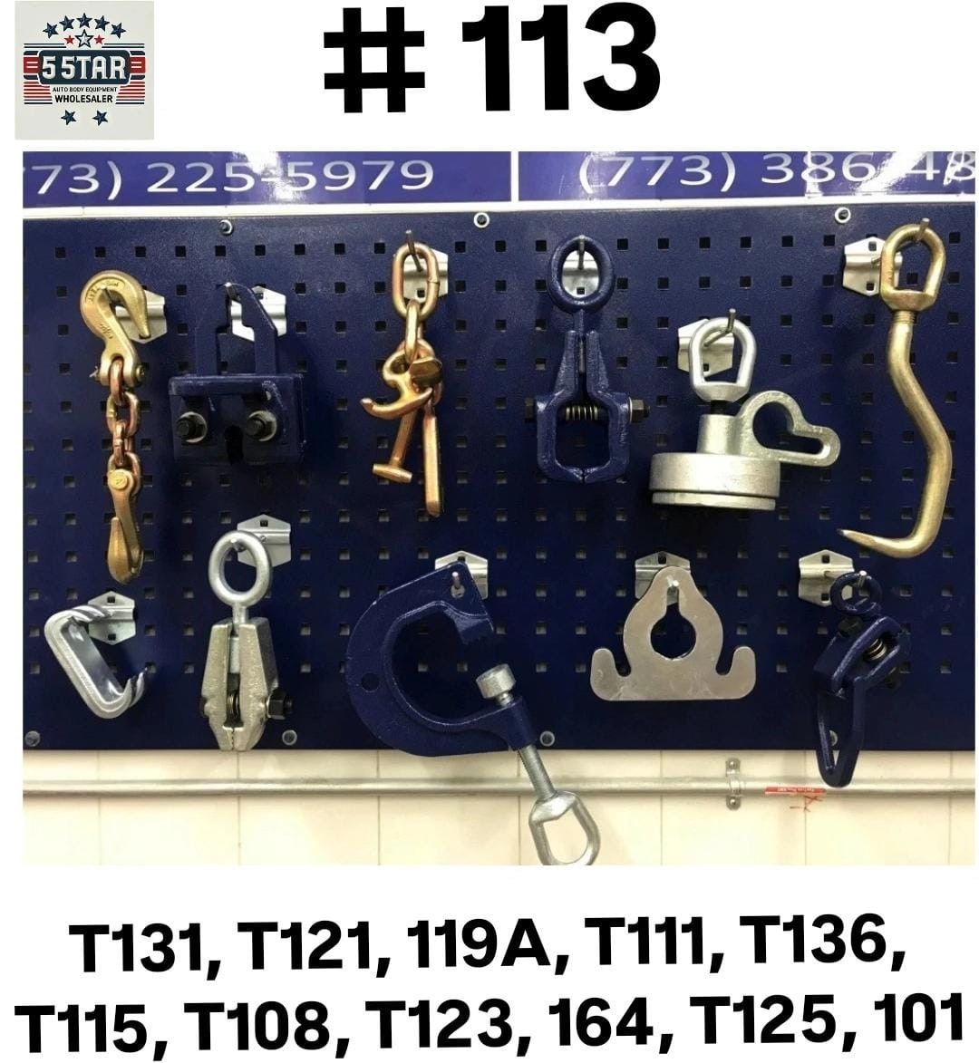 SET# 113 AUTO BODY FRAME MACHINE 11 PIECE TOOLS AND CLAMP CHAIN SET