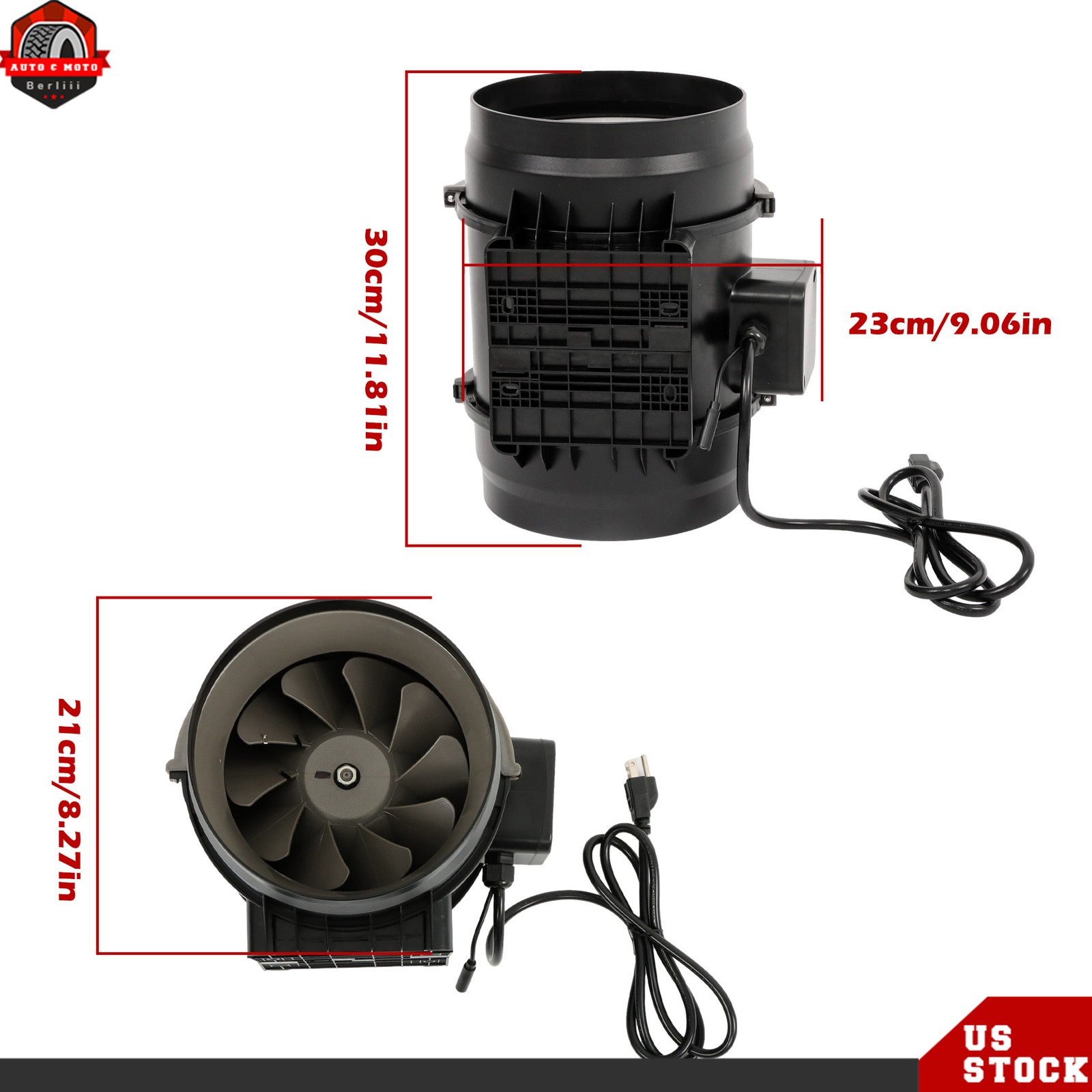 Inline Duct Fan, 8-Inch 807 CFM & Temperature Humidity Controller EC-Motor