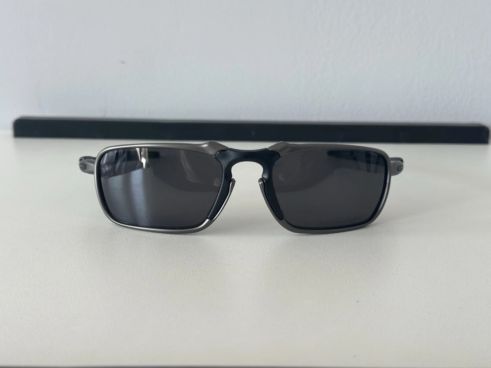 Oakley Badman Sunglasses Metal Frame Black Lens Polarized