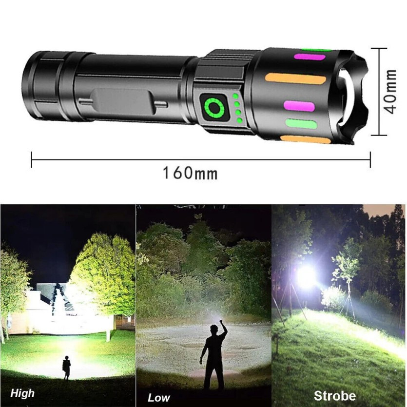 350000000 Lumen Super Bright LED Tactical Flashlight Rechargeable Work Light-