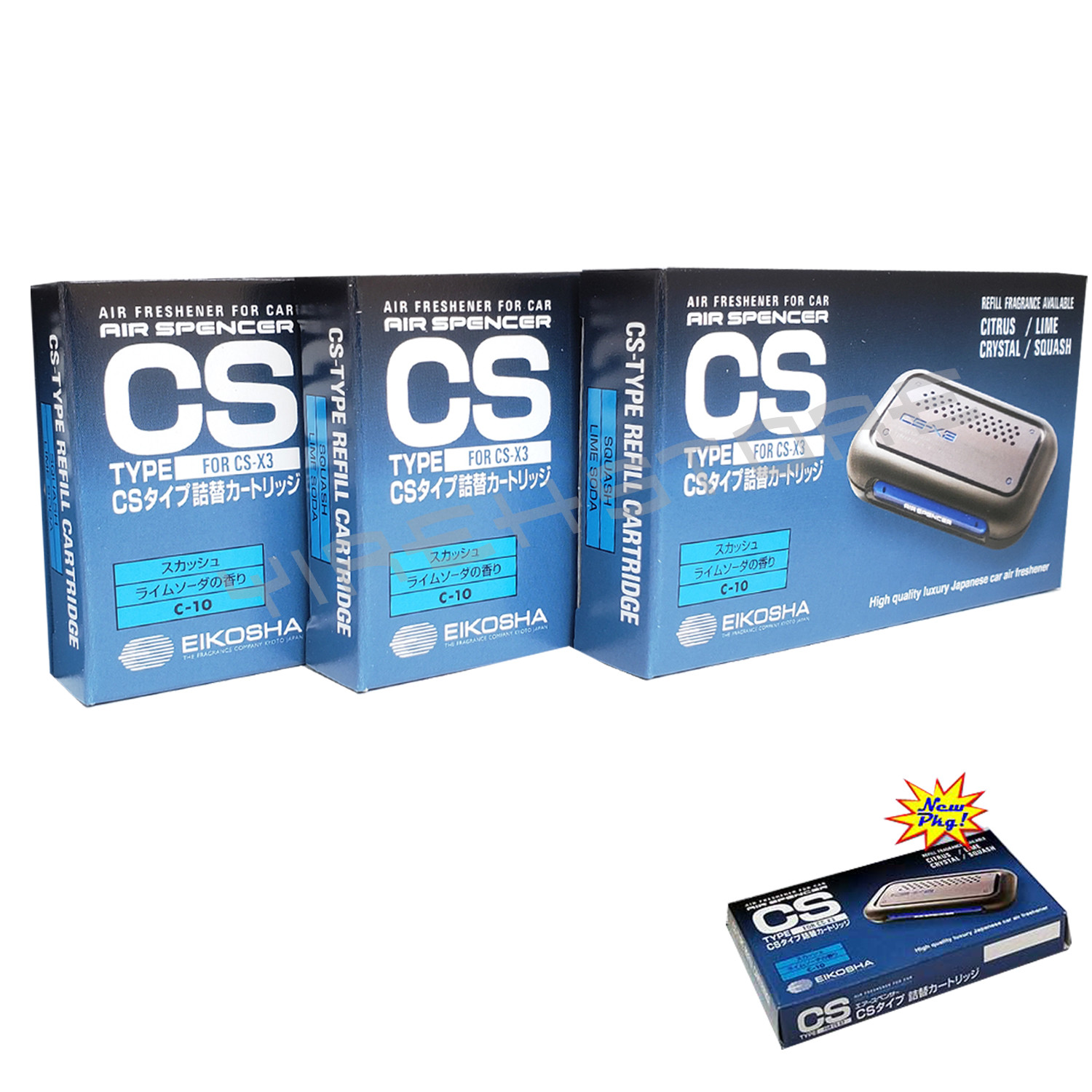 3 PACK CS-X3 CSX3 AIR SPENCER AIR FRESHENER FOR CAR JDM SQUASH REFILL JAPAN