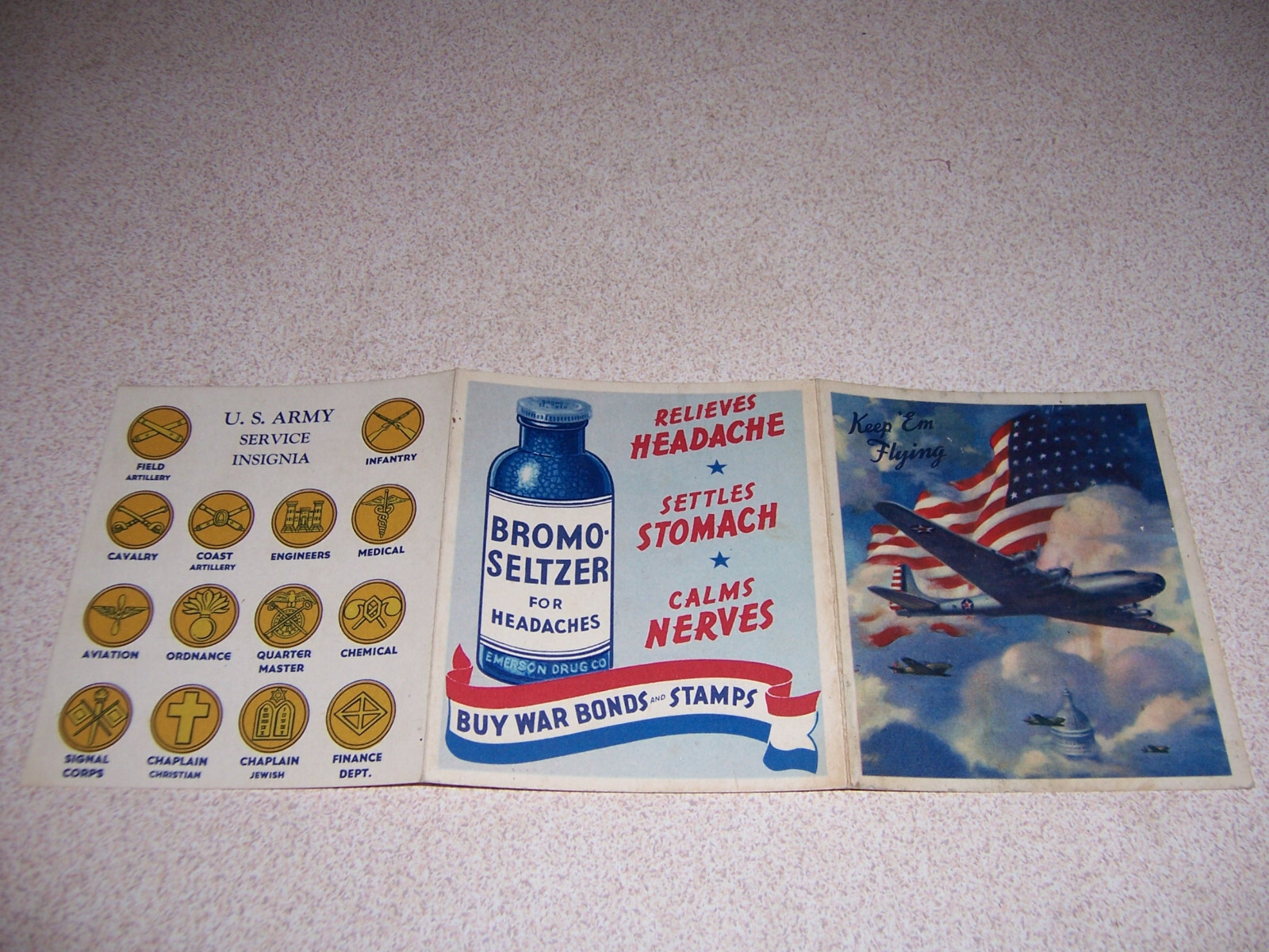 1940s WWII BROMO SELTZER BOOKLET w/ US ARMY & NAVY RANK INSIGNIA IDENTIFICATION