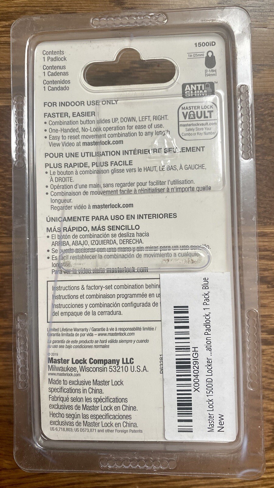 Master Lock 1500iD Speed Dial Resettable Combination Directional Movement BLUE