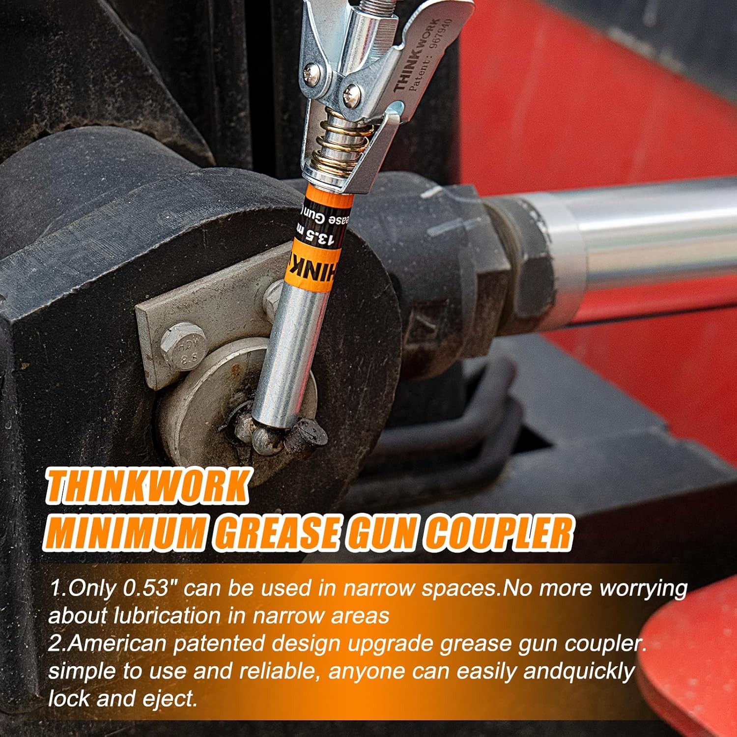 THINKWORK Grease Gun Coupler Set, Double Handle Extra Reach Strong Lock on Greas